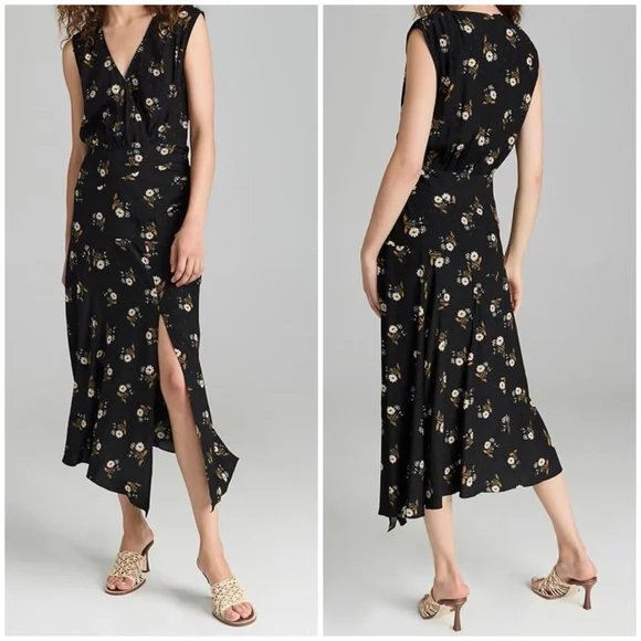NEW Veronica Beard Wixson Silk Blend Floral Midi Dress Asymmetrical Hem - Picture 1 of 12